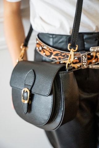 Sac bandoulière en cuir Polly - Noir