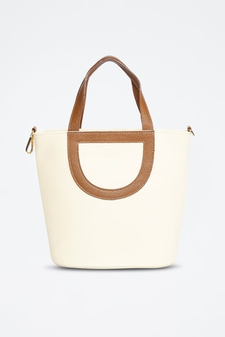 Sac bandoulière en cuir Saia - Blanc et camel