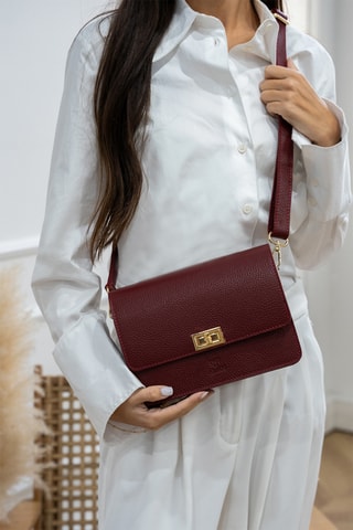 Sac bandoulière en cuir Gaya - Bordeaux