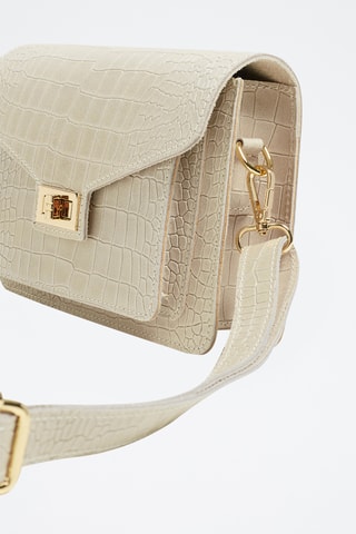 Sac bandoulière en cuir Amber crocos - Blanc