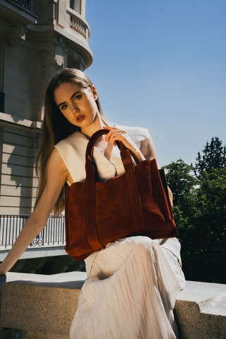 Cabas en nubuck Isa - Bordeaux