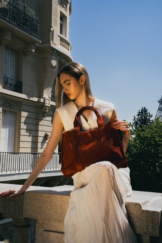 Cabas en nubuck Isa - Bordeaux