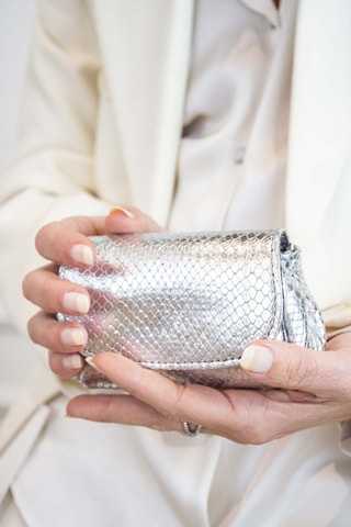 Porte-monnaie en cuir d’agneau Friend - Argenté