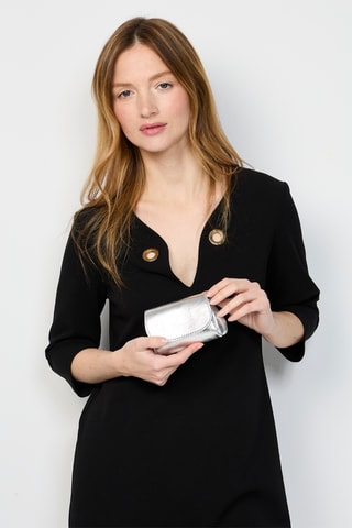 Porte-monnaie en cuir d’agneau Friend - Argenté