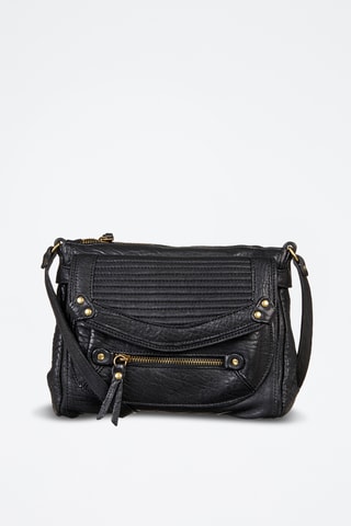 Sac bandoulière en cuir d'agneau Giulia - Noir