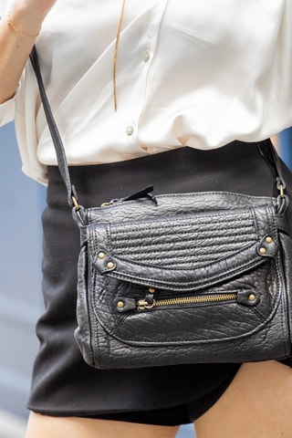 Sac bandoulière en cuir d'agneau Giulia - Noir