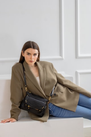 Sac bandoulière en cuir Giulia - Noir