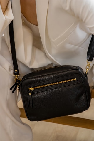 Sac bandoulière en cuir Maelys - Noir