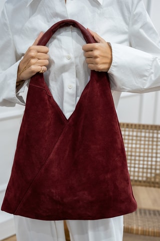 Cabas en nubuck Deni - Bordeaux