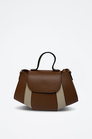 Sac bandoulière en cuir Lara - Beige et marron