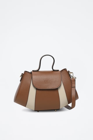 Sac bandoulière en cuir Lara - Beige et marron