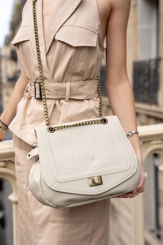 Sac bandoulière en cuir d'agneau Joyce - Blanc