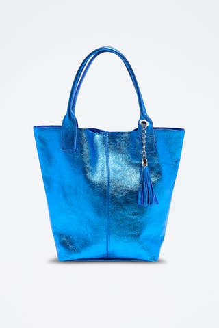 Sac à main en cuir Yana - Bleu et doré