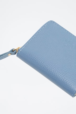 Portefeuille en cuir Mini Gali - Bleu et doré