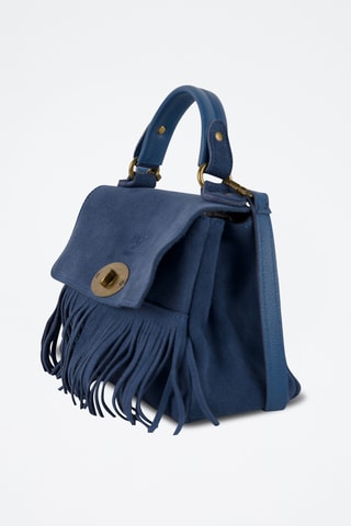 	Sac à main en cuir Frange  - Bleu