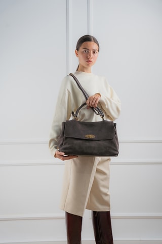 Sac à main en cuir Mick  - Marron