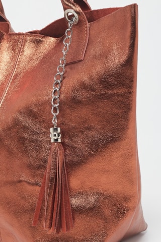 Sac porté épaule en cuir Yana - Marron et doré