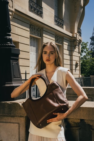 Sac à main en cuir Julia  - Marron