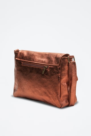 Sac bandoulière en cuir Ana - Argenté et marron