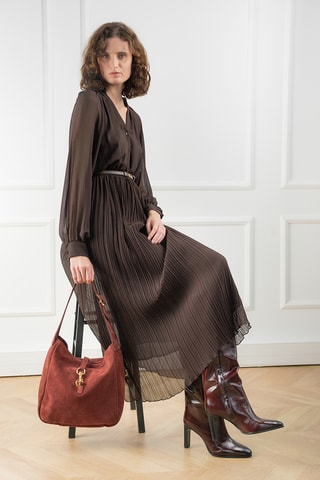 Sac bandoulière en nubuck Lexi - Bordeaux