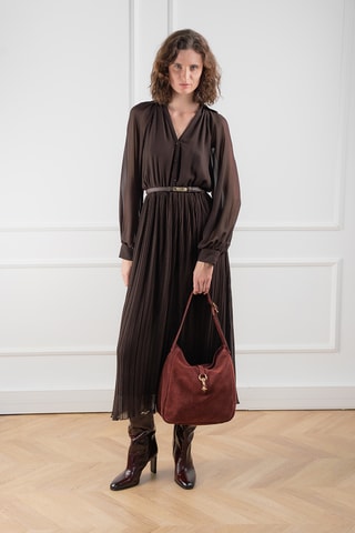 Sac bandoulière en nubuck Lexi - Bordeaux