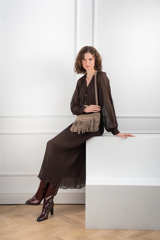 Sac bandoulière en nubuck Nox - Taupe