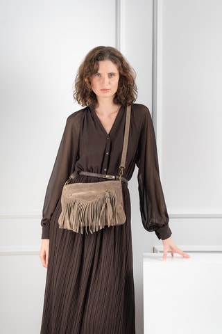 Sac bandoulière en nubuck Nox - Taupe