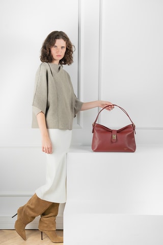 Sac porté épaule en cuir Ellad - Bordeaux