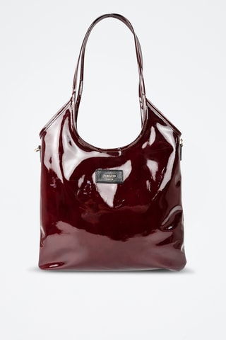 Sac porté épaule en cuir verni Neven - Bordeaux