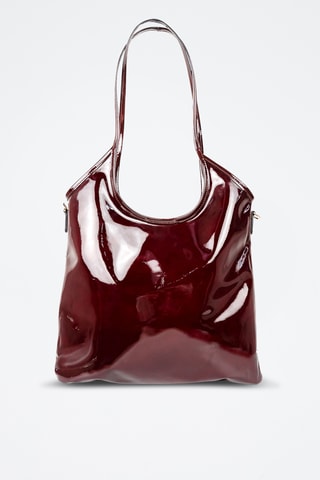 Sac porté épaule en cuir verni Neven - Bordeaux