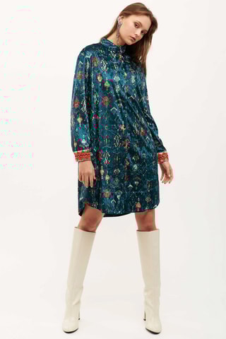 Velours Jurk Groen en Rood