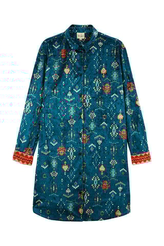 Velours Jurk Groen en Rood