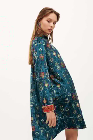 Velours Jurk Groen en Rood