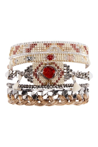 Manchetarmband Zilverkleurig en Ecru