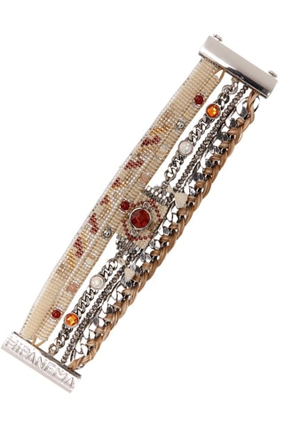 Manchetarmband Zilverkleurig en Ecru