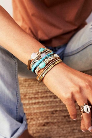 Manchetarmband Turquoise en Goudkleurig