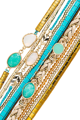 Manchetarmband Turquoise en Goudkleurig