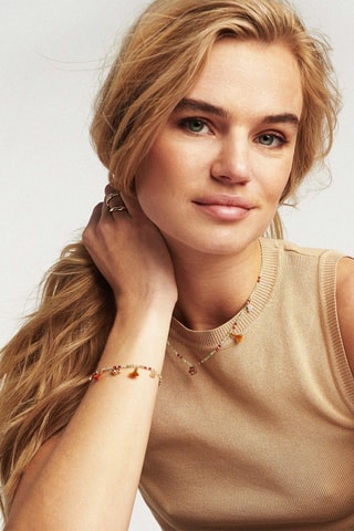 Ketting - Verguld Metaal - Aventurijnen, Hematieten en Quartz