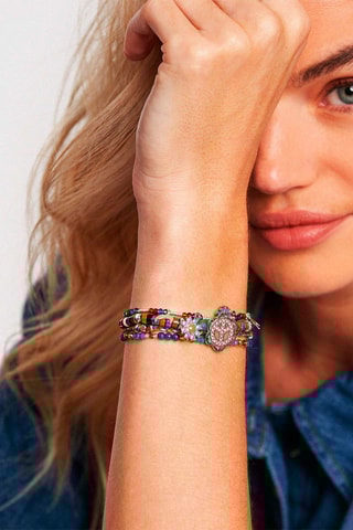 Manchetarmband Kwarts, hematieten, turkooizen tijgerogen en agaten