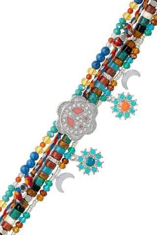 Manchetarmband Kwarts, hematieten, turkooizen tijgerogen en agaten