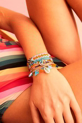 Manchetarmband Turquoise en Oranje