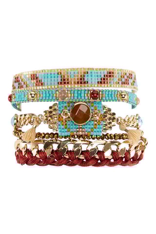 Manchetarmband Goudkleurig en Turquoise