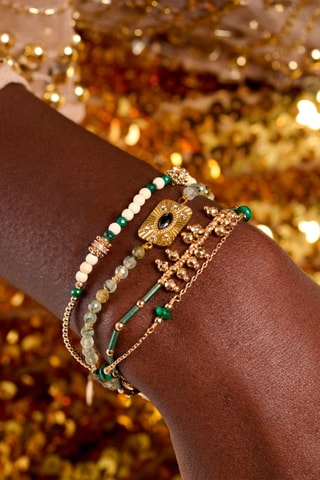 Manchetarmband Karmelia - Goudkleurig en Zwart