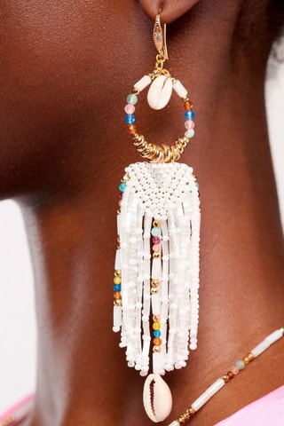 Oorbellen verguld metaal Koukaracha - Zirkonia’s, Hematieten, Amazonieten en Granaten