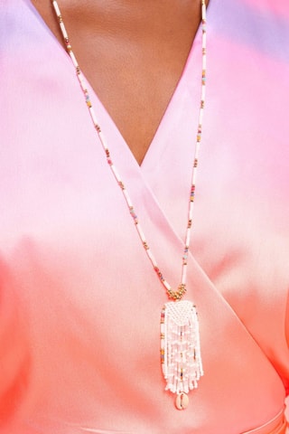 Lange ketting - verguld metaal Merangue - Zirkonia’s, Hematieten, Amazonieten en Granaten