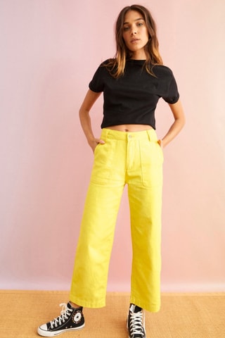 Wijde 7/8 Jeans Hoge Taille Henry - Geel