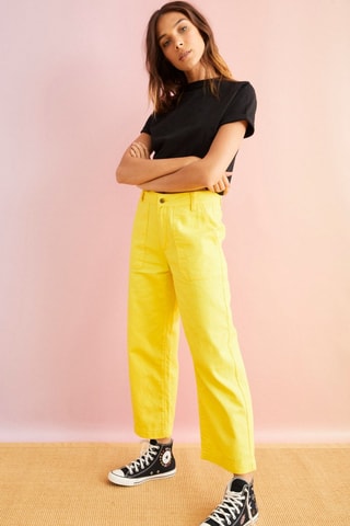 Wijde 7/8 Jeans Hoge Taille Henry - Geel