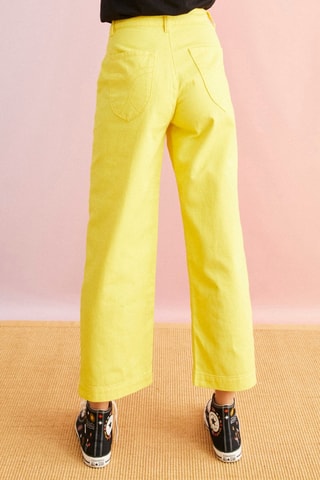 Wijde 7/8 Jeans Hoge Taille Henry - Geel