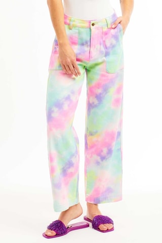 7/8 Wijde Jeans Tie and Dye Hoge Taille Henry - Hemelsblauw