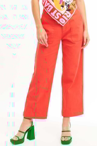 7/8 Wijde Jeans Hoge Taille Henry - Rood
